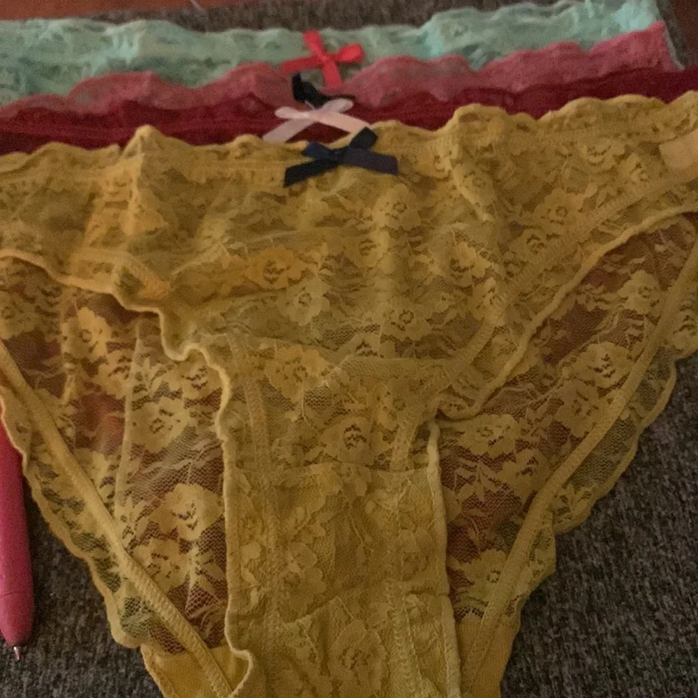 2️⃣1️⃣2️⃣ 6Pcs Floral Lace Bikini Panties, Breathable Sheer Bow Tie Panties - Picture 1 of 6